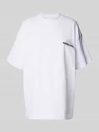 Koszulki i topy damskie - T-shirt o kroju oversized z nadrukiem z logo - miniaturka - grafika 1