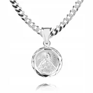 Biżuteria dla dzieci - 925 Srebrny łańcuszek medalik DEDYKACJA 55cm P2M41 - miniaturka - grafika 1