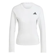 Koszulki i topy damskie - adidas Kobiety Train Essentials Long Sleeve 3-Stripes Workout Top, white/black, XL - miniaturka - grafika 1
