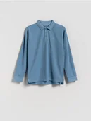 Bluzki dla chłopców - Reserved - Bawełniany longsleeve polo - jasnoniebieski - miniaturka - grafika 1