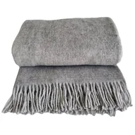 Koce - Koc Wełniany Jagnięcy Z Frędzlami 160X200 Popielaty - miniaturka - grafika 1