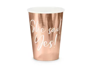 PartyDeco Kubeczki She said yes!, różowe złoto, 220ml (1 op. / 6 szt.) KPP21-019R-EU1 [17210932] - Dekoracje i nakrycia stołu na imprezę - miniaturka - grafika 1