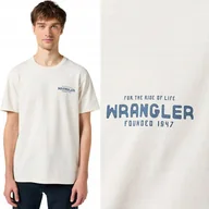 Koszulki męskie - Wrangler GRAPHIC TEE Vinatge BIAŁA BAWEŁNIANA KOSZULKA T-SHIRT LOGO L - miniaturka - grafika 1