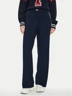 Spodnie damskie - Tommy Jeans Spodnie materiałowe Badge DW0DW18532 Granatowy Wide Leg - miniaturka - grafika 1