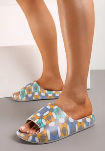 Szaro-Pomarańczowe Wsuwane Klapki z Lekkiej Pianki Xinesta - Klapki i japonki damskie - miniaturka - grafika 1