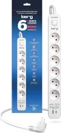Listwy zasilające - Urządz. zas.-zabezpiecz. KERG z wyłącznikiem-6 gniazd-USBC+USBA-biało-szary-3m-16A-H05VV-F-3x1,5mm2 one size M02602 - miniaturka - grafika 1