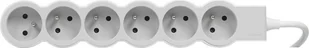 HELMO Przedłużacz standard 6x2P+Z z przewodem 1.5m 3x1.0 mm2 biały/jasnoszary 049484 - Listwy zasilające - miniaturka - grafika 1