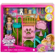 Lalki dla dziewczynek - Lalka Barbie Mattel Plac zabaw piesków + Stacie Zestaw filmowy HRM10 - miniaturka - grafika 1