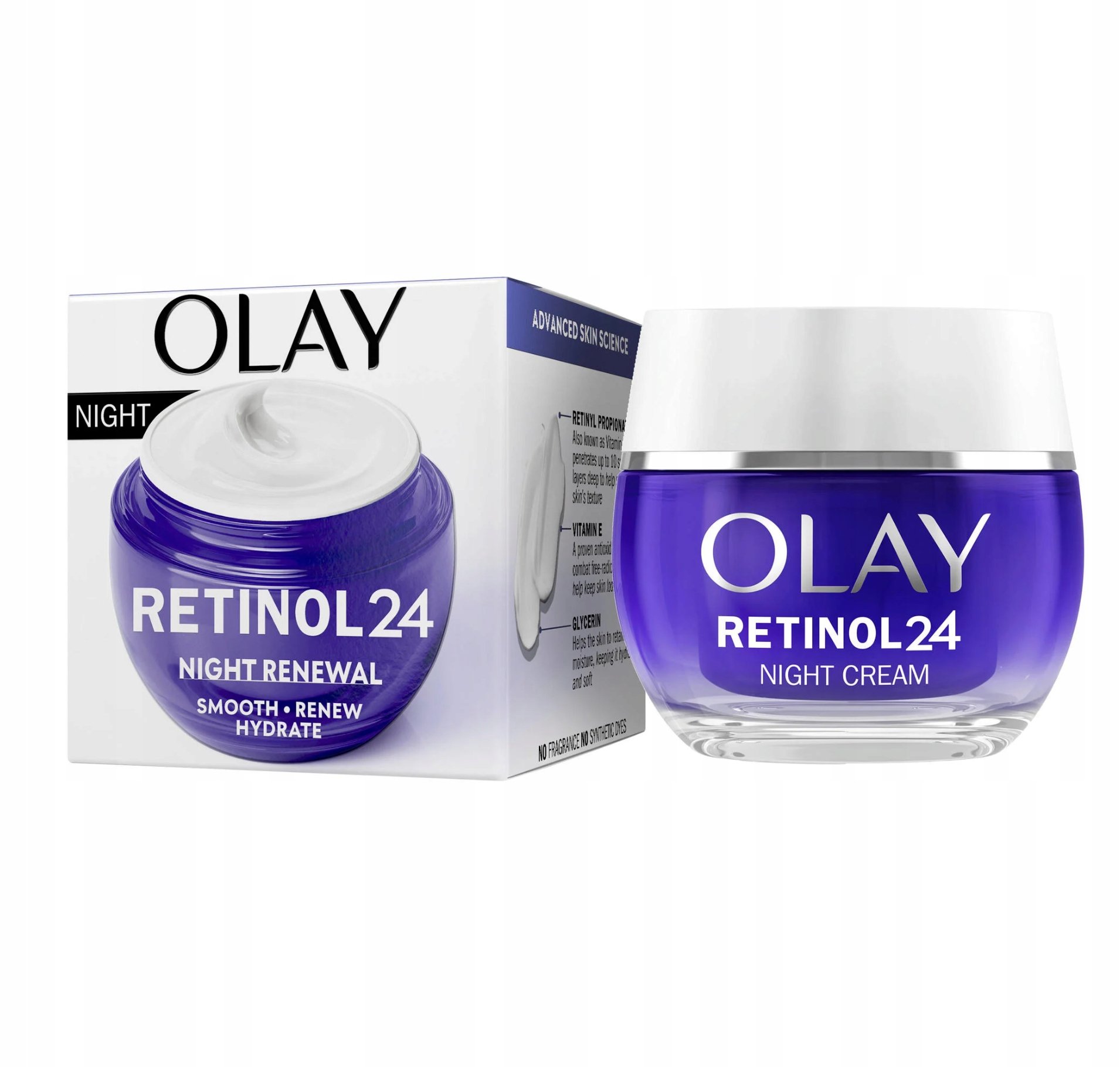 Olay Retinol 24 krem na Noc odnawia wygładza nawilża Vitamina A i E