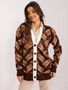Swetry damskie - Kardigan rozpinany brązowy casual dekolt w kształcie V rękaw długi - miniaturka - grafika 1