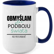 Kubki - Kubek XXL Granatowy PLAN PODBOJU ŚWIATA Na Prezent Do Pracy Zabawne Wzory - miniaturka - grafika 1