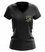 Koszulki i topy damskie - Koszulka bawełniana damska szaraT-shirt dekolt w serek z kieszonką Cuna M - miniaturka - grafika 1