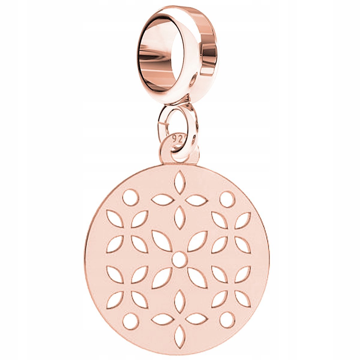 Charms blaszka kwiaty różowe złoto s925