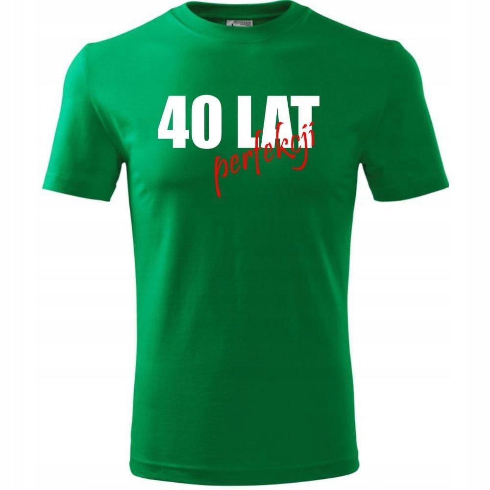 Męska Koszulka z Nadrukiem 40 lat perfekcji na Prezent Urodzinowy Upominek zielony 4XL