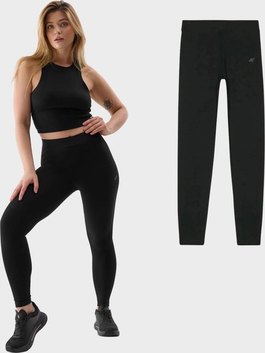 Legginsy Damskie Dzianinowe Czarne 4FWMM00TTIGF195-20S L