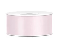 Pasmanteria - PartyDeco Tasiemka satynowa, różowa pudrowa jasna, 25 mm / 25 m TS25-081PJ - miniaturka - grafika 1