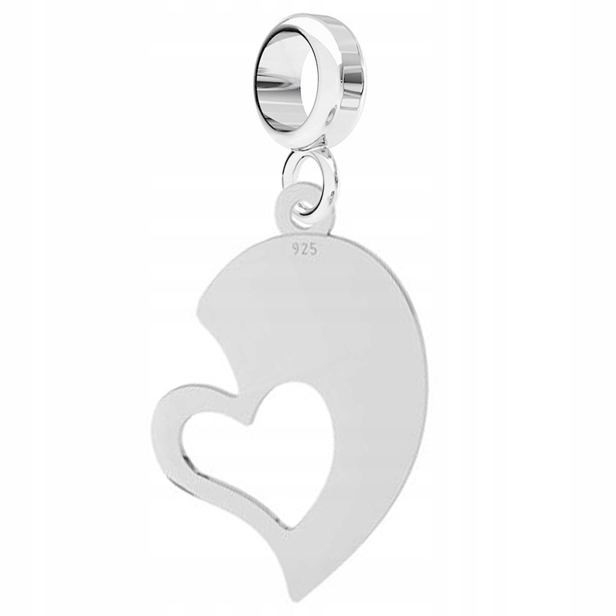 Charms Srebrny Serce Love Blaszka z Połówką Serca Serduszko SREBRO 925
