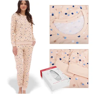 CORNETTE Pi��ama Damska MAYA 163/378 Bawe��niana Be��owa Rozmiar XL - Piżamy damskie - miniaturka - grafika 1