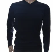 Swetry męskie - Elegancki Klasyczny Sweter Męski Z Wełny Wełniany Xl Granatowy Niegryzący - miniaturka - grafika 1