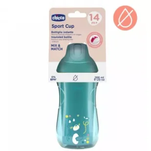 Chicco Kubek niekapek termicz ze słomką 266ml turkus 14m+ - Kubki dla dzieci - miniaturka - grafika 1