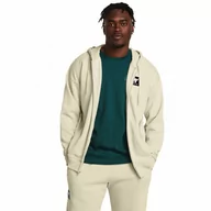 Koszulki sportowe męskie - Męska bluza treningowa rozpinana z kapturem Under Armour Project Rock 6M Hwt Terry FZ - kremowa - UNDER ARMOUR - miniaturka - grafika 1