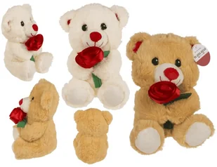 Miś Pluszowy z Różą 18 cm Maskotka Pluszak Walentynki Dzień Kobiet - Maskotki i pluszaki - miniaturka - grafika 1