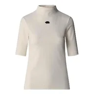 Koszulki i topy damskie - The North Face NF0A89C3QLI W S/S Mock Neck Slim Tee Damska koszulka White Dune XL, White Dune, XL - miniaturka - grafika 1