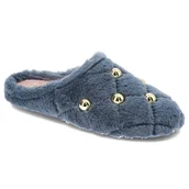 Kapcie damskie - Granatowe Damskie Kapcie Z Futerkiem Macarena - miniaturka - grafika 1