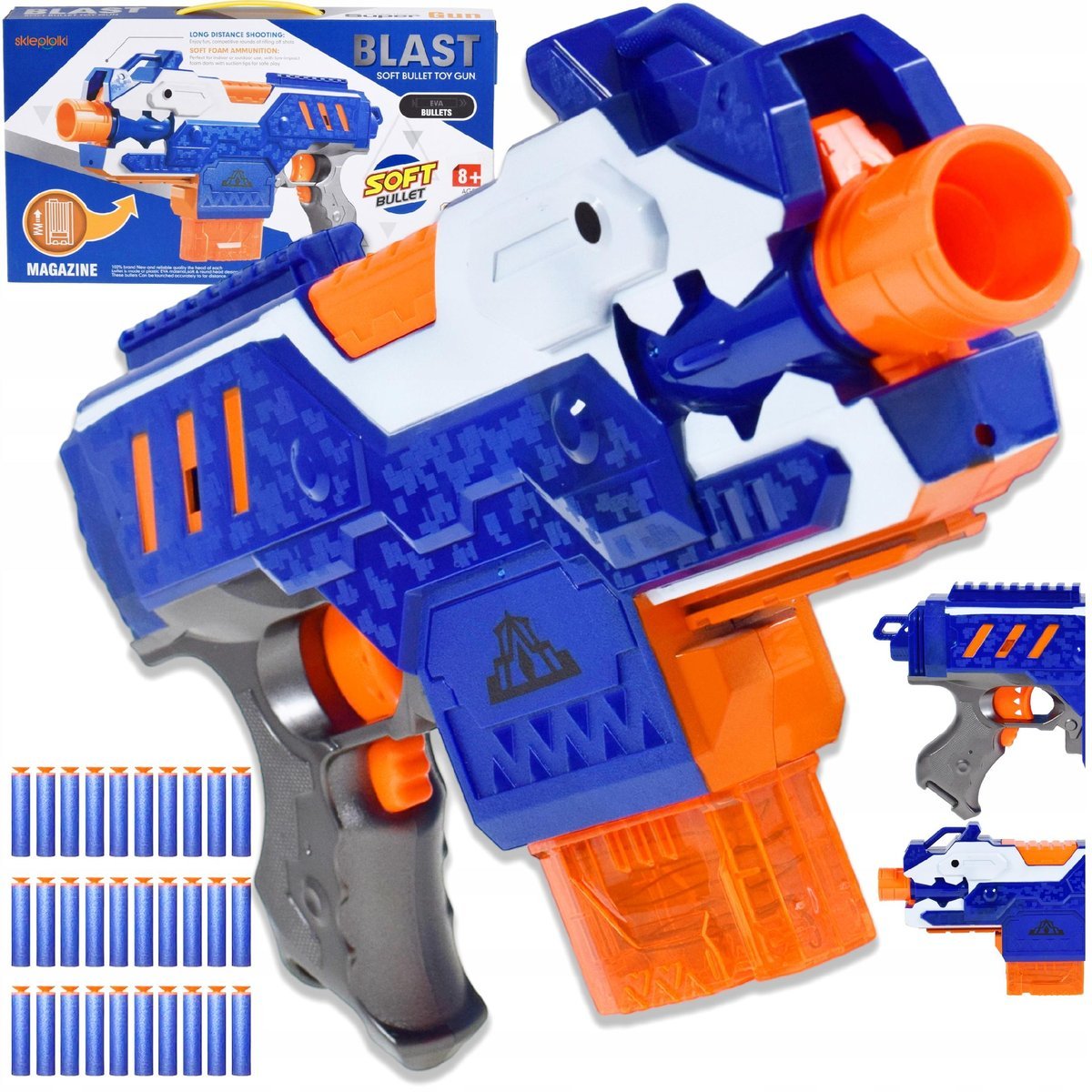 PISTOLET AUTOMAT KARABIN NA STRZAŁKI PIANKOWE Z MAGAZYNKIEM WYRZUTNIA