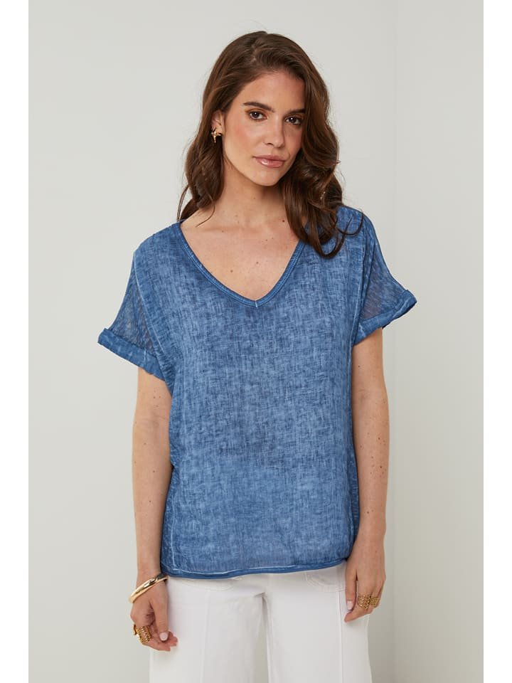 Rodier Lin Lniana koszulka w kolorze niebieskim