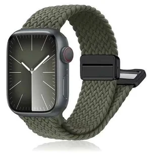 opaska pasek bransoleta NYLON MAGNETIC Apple Watch 1/2/3/4/5/6/7/8/9/10/Ultra 1/2/SE 42/44/45/46/49mm armygreen - Akcesoria do smartwatchy - miniaturka - grafika 1