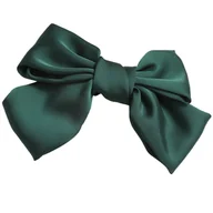 Ozdoby do włosów - Spinka do Włosów Zielona z Kokardą Duża Satynowa Klamra Lekka i Efektowna - miniaturka - grafika 1