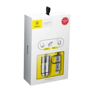 Baseus Enjoy Together ładowarka samochodowa 4.8A z wbudowanym kablem 2w1 Lightning + USB-C 1.2M szary (CCALL-EL0G) - Ładowarki samochodowe - miniaturka - grafika 9
