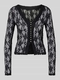 Bluzka z długim rękawem o kroju slim fit z półprzezroczystego materiału model ‘ALBA’ - Sukienki - miniaturka - grafika 1