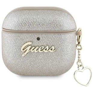 Etui na słuchawki GUESS Metallic Script Charm do Apple Airpods 4 Złoty - Akcesoria do słuchawek - miniaturka - grafika 1