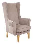 Taborety i hokery - Fotel Uszak beżowy w tkaninie sztruksowej, do salonu, idealny do karmienia piersią - miniaturka - grafika 1