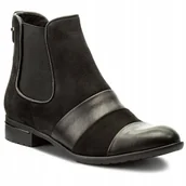 Botki damskie - Botki Carinii S4179-E50-360 czarne skra naturalna paski obcas r.37 - miniaturka - grafika 1