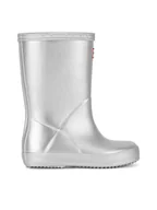 Buty dla dziewczynek - Hunter Kalosze KFT5087RMT-SIL Srebrny - miniaturka - grafika 1