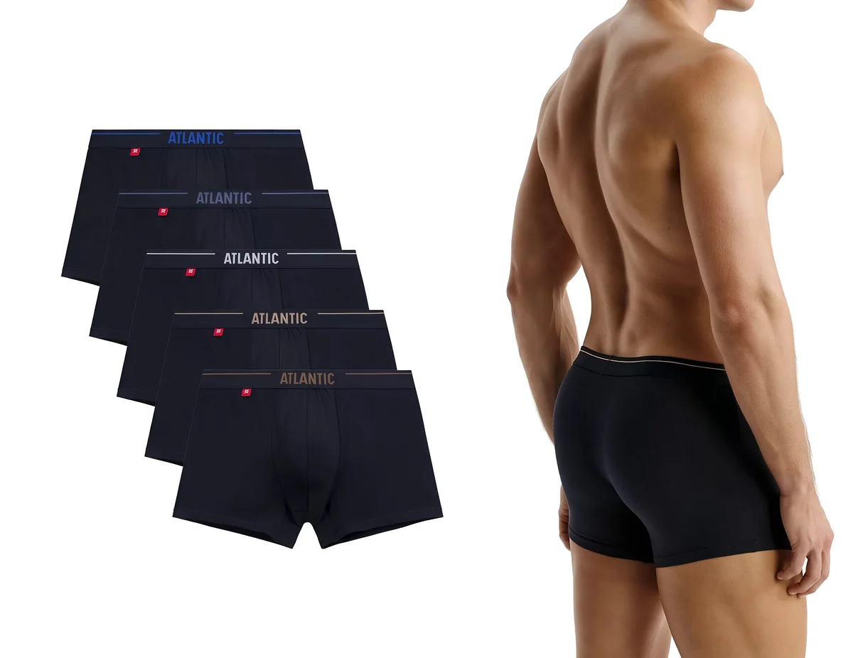 ATLANTIC Bokserki męskie klasyczne bawełna 5SMH-004 granatowe 5-PACK M