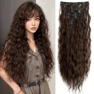 Pozostałe akcesoria fryzjerskie - TEMU YUSULAXI 7 Sztuk Wkłady W Włosy, 41cm Długości Prostych Sztucznych Włosów, Włókna O Wysokiej Temperaturze, Unisex-dorosły, Czarny Brązowy - miniaturka - grafika 1