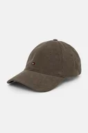 Czapki męskie - Tommy Hilfiger czapka sztruksowa kolor zielony gładka AM0AM12757 - miniaturka - grafika 1