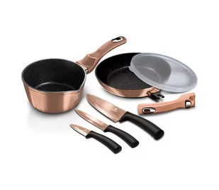 Berlinger Haus ZESTAW GARNKÓW 7 ELEMENTIOWY Z NOŻAMI METALLIC LINE ROSE GOLD EDITION BH/7186 BH/7186 - Zestawy garnków i patelni - miniaturka - grafika 1
