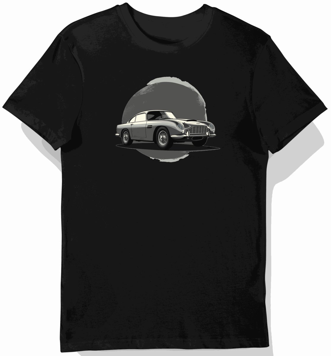 Koszulka męska czarna z klasycznym autem w cieniu M