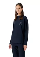 Bluzy damskie - Emporio Armani Damska bluza polarowa z wiskozy, morski, M - miniaturka - grafika 1