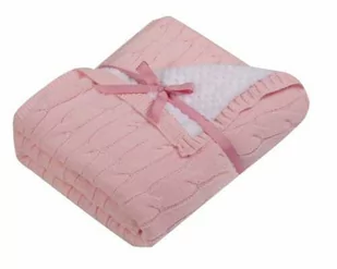 UVIE Kocyk dziecięcy warkocz Soft 80x90 cm różowy - Koce i narzuty dla dzieci - miniaturka - grafika 1