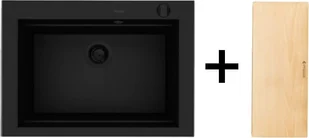 Zlew PYRAMIS SIROS (67x51,5) 1B volcano (czarny mat) BLACK EDITION (70177802) + deska + rollmata - Zlewozmywaki - miniaturka - grafika 1