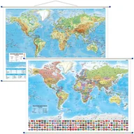 Mapy i plansze edukacyjne - Świat mapa ścienna polityczno - fizyczna dwustronna,  1:30 000 000 - miniaturka - grafika 1