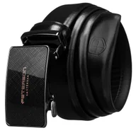 Paski - Minimalistyczny pasek męski klamra automatyczna do spodni do garnituru rozmiar 115 Peterson, czarny - miniaturka - grafika 1