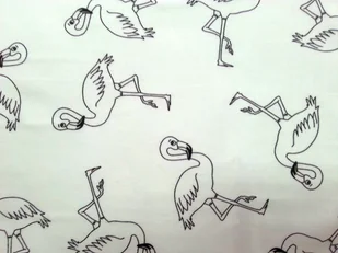 Pościel 180x200 1001E biała Flaming Flamingi czarne obustronna doszywana - Pościel - miniaturka - grafika 1