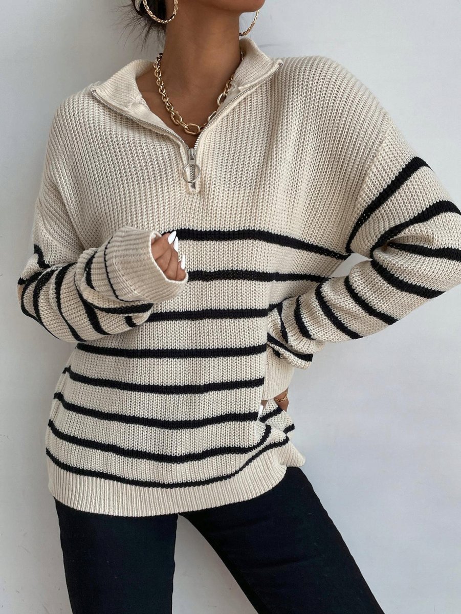 SHEIN SWETER Z DŁUGIM RĘKAWEM W PASKI 36 36